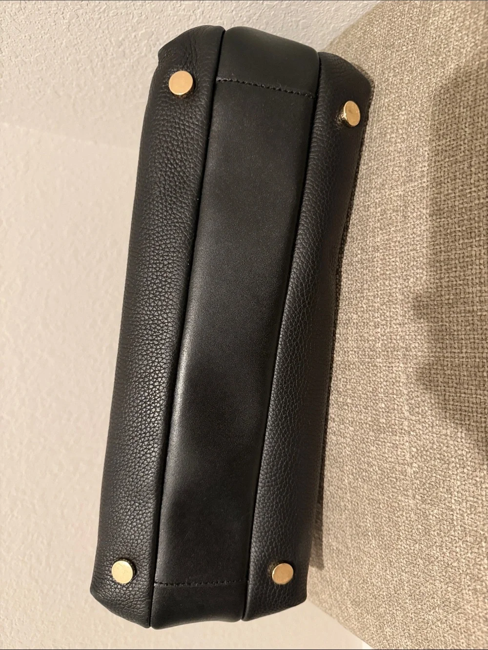 MICHAEL KORS Black Pebbled Leather Satchel with Gold Hardware